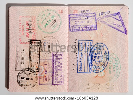Russian passport stamped on border crossing Russian passport stamped on border crossing