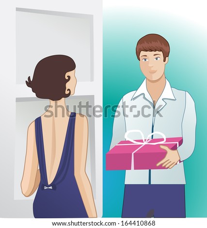 man gives gift to a girl