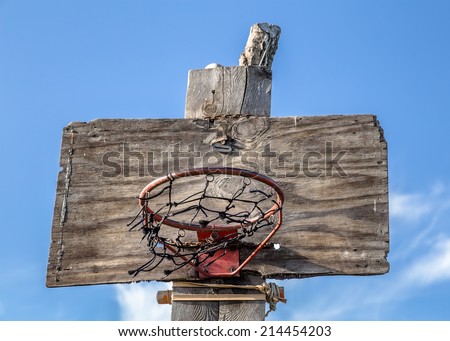 Wooden Basketball Hoop on the sky background