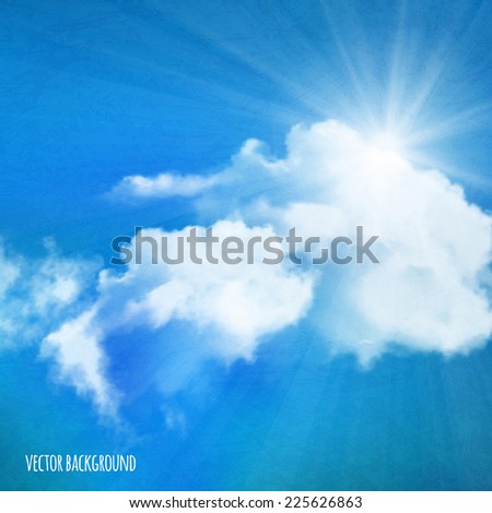 Vector background, sun over clouds