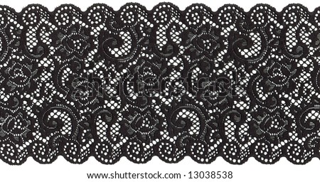 flowered  black lace on white background