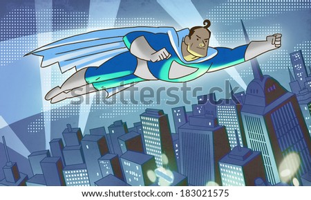 Superman above the city