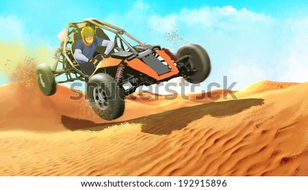 The guy on the buggy in the desert