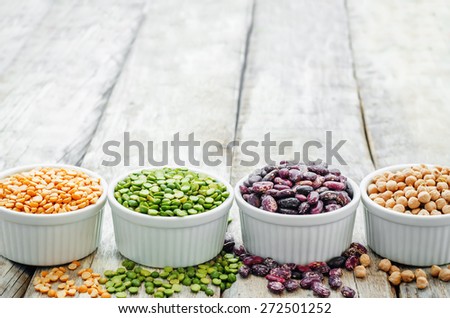 bean. green and yellow peas, colored beans, chickpeas, green and red lentils. the toning. selective focus