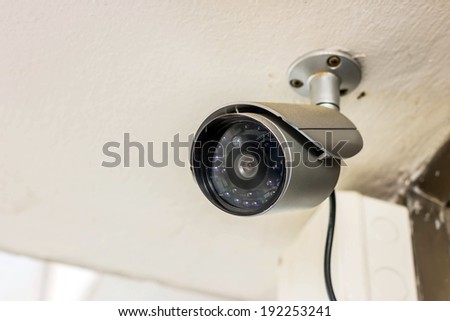 CCTV hanging on the wall and turned left