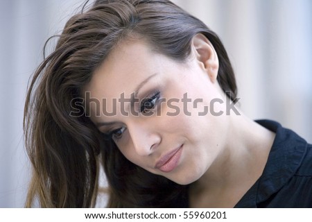 Close up of a latina woman in her early twenties.  She is from Bolivia and was photographed July, 2009 in the USA.