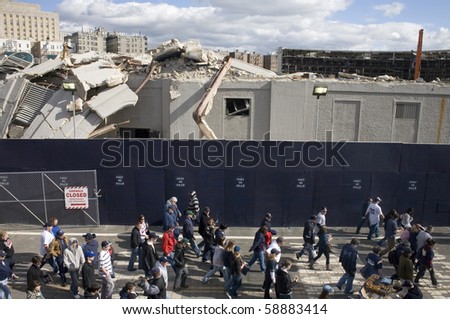 BRONX, NEW YORK - APRIL 10: Image of the old Yankee Stadium in the process of being torn down.  Taken April 10, 2010 in the Bronx, New York.