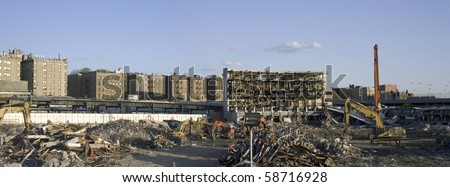 BRONX, NEW YORK - APRIL 10: Image of the old Yankee Stadium in the process of being torn down.  Taken April 10, 2010 in the Bronx, New York.