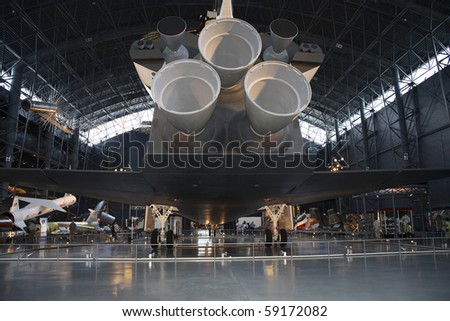 CHANTILLY, VIRGINIA - AUGUST 15: Space Shuttle Enterprise at the National Air and Space Museum\'s Steven F. Udvar-Hazy Center.   Photographed August 15, 2007 in Chantilly, Virginia.