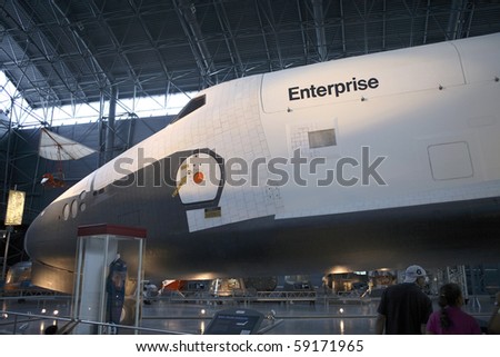 CHANTILLY, VIRGINIA - AUGUST 15: Space Shuttle Enterprise at the National Air and Space Museum\'s Steven F. Udvar-Hazy Center.   Taken August 15, 2007 in Chantilly, Virginia.