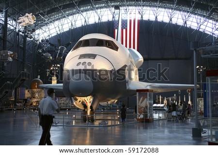 CHANTILLY, VIRGINIA - AUGUST 15: Space Shuttle Enterprise at the National Air and Space Museum\'s Steven F. Udvar-Hazy Center.   Taken August 15,2007 in Chantilly, Virginia.