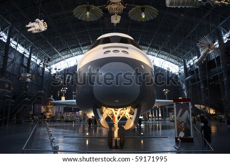 CHANTILLY, VIRGINIA - AUGUST 15: Space Shuttle Enterprise at the National Air and Space Museum\'s Steven F. Udvar-Hazy Center.   Taken August 15,2007 in Chantilly, Virginia.