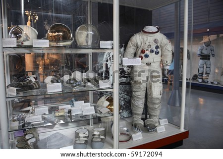 CHANTILLY, VIRGINIA - AUGUST 15: Space Suits at the National Air and Space Museum\'s Steven F. Udvar-Hazy Center.   Taken August 15, 2007 in Chantilly, Virginia.