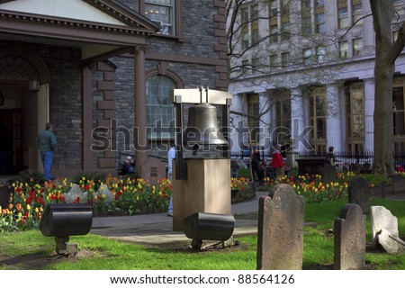Bell of Hope inside Trinity Church cemetery in New York City, USA