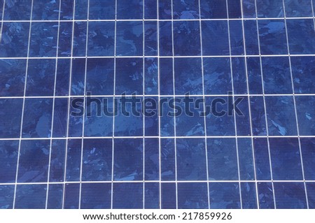 Solar panel closeup  in sunny day