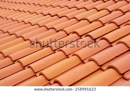 New roof with ceramic tiles closeup