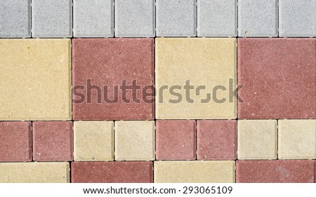 New colorful concrete blocks for paving of streets in store