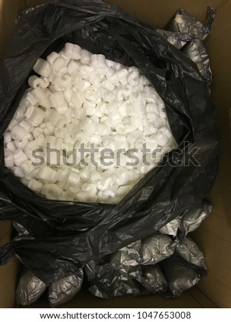 White peanut foam packaging close up