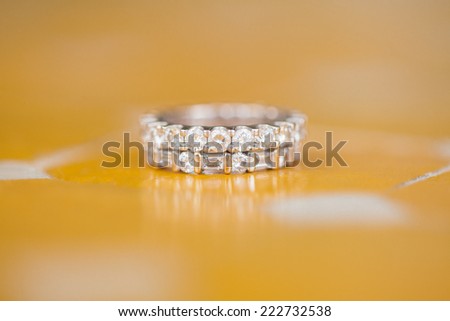 Macro shot of diamond wedding bands