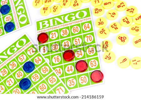 bingo card game waiting for only one chip to win isolated on white background