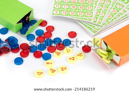 little bingo game equipment isolated on white background