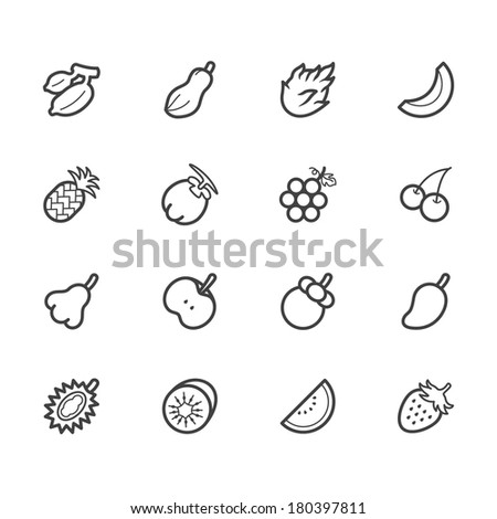Fruit Vector Icon Set On White Background - 180397811 : Shutterstock
