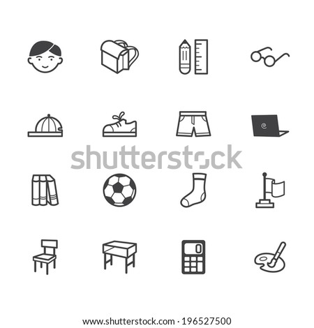 boy school vecter black icon set on white background boy school vecter black icon set on white background