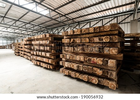 Wooden material in the factory background