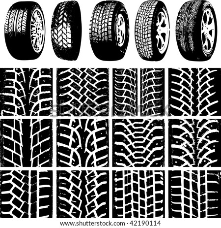  Rims Tires on Car Wheels And Tyre Tracks Stock Vector 42190114   Shutterstock