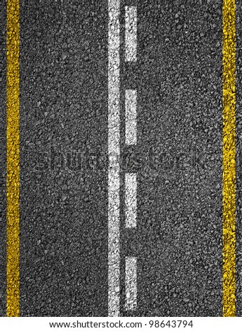 Road texture with white and yellow stripes