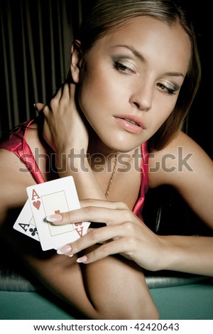 stock photo Sexy young girl in casino