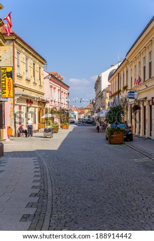 Varazdin, Croatia - SEPTEMBER 25, 2013: Photo of street of Varazdin