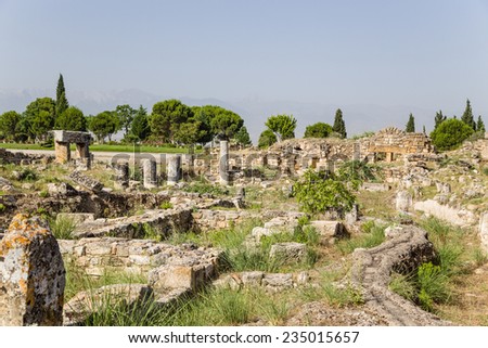 Hierapolis, Turkey. The ruins of the ancient city and the sewerage system