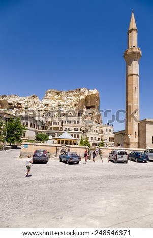 CAPPADOCIA, TURKEY - JUN 25, 2014: Photo of mosque in the old town and the \