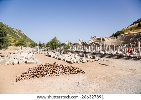 Ephesus, Turkey. Pipe water system. Right - Basilica  and Odeon. (UNESCO tentative list)