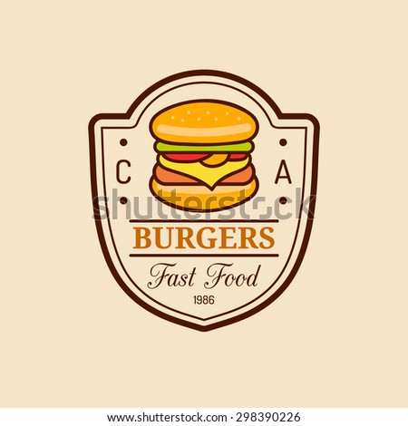 Vector vintage fast food logo. Retro food logotype. Fast food logo.