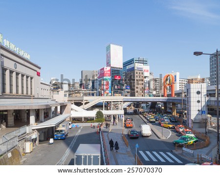 Tokyo - February 4, 2015: Complex multi-level city streets crossing roads and junctions February 4, 2015, Tokyo, Japan