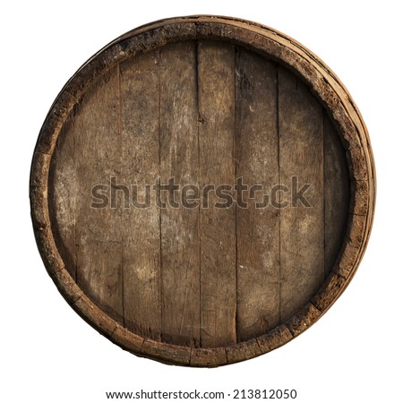 Wooden barrel for wine with steel ring. Clipping path included.