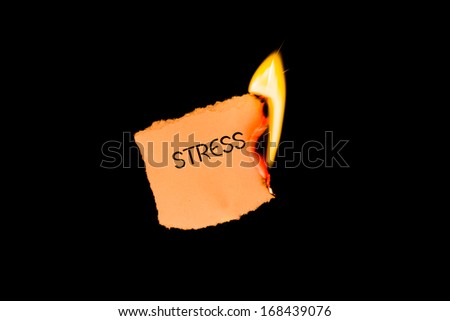 A burning piece of paper with the word Stress written on it
