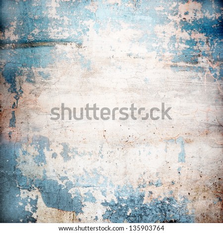 shabby blue stucco wall; abstract grunge background