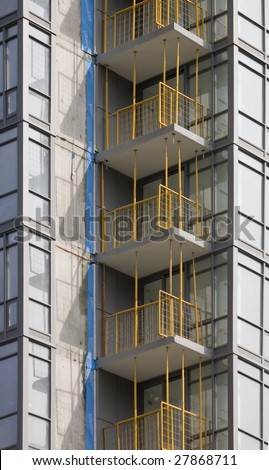 balconies on high-rise building under development