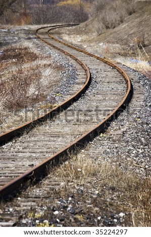 abandoned railroad / vanishing point / grunge background