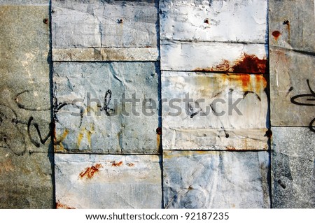 rusty metal garage wall, abstract grunge  background