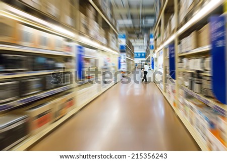 Empty supermarket aisle, Motion Blur