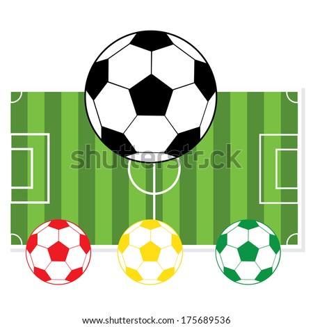 Soccer or football set on on green grass field -  jpeg format.