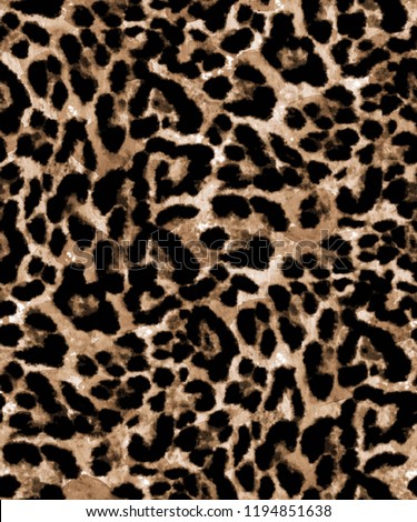 Seamless Endless Hand Painting Watercolor Animal Skin Realistic Leopard Print Pattern