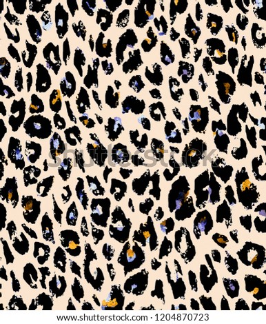Seamless Endless Hand Drawn Watercolor Abstract Animal Skin Leopard Pattern Isolated Cream Background