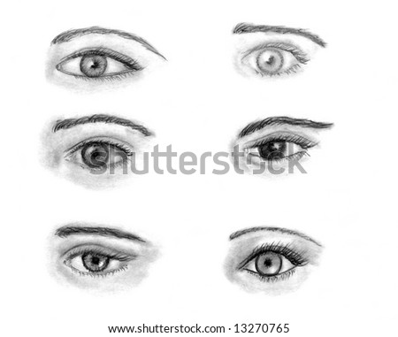 stock photo drawing human eye set