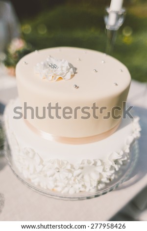 delicious wedding cake from layers with mastic