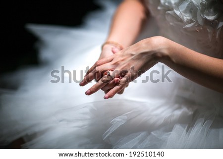Bride test putting her Ring. The left ring finger